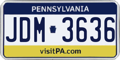 PA license plate JDM3636