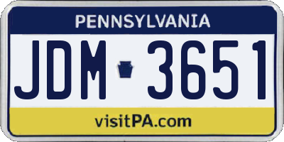 PA license plate JDM3651