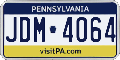 PA license plate JDM4064