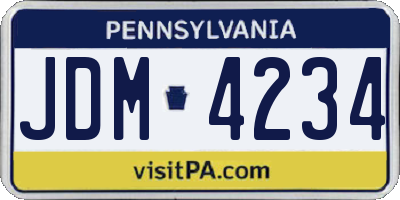 PA license plate JDM4234