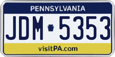 PA license plate JDM5353