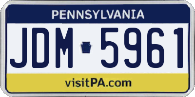 PA license plate JDM5961
