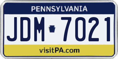 PA license plate JDM7021