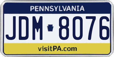 PA license plate JDM8076