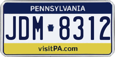 PA license plate JDM8312