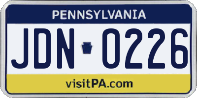 PA license plate JDN0226