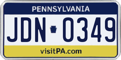 PA license plate JDN0349
