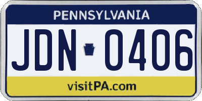 PA license plate JDN0406