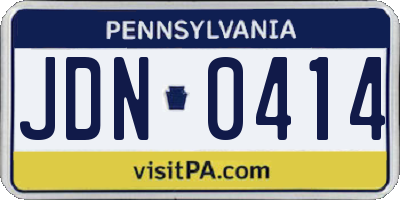 PA license plate JDN0414