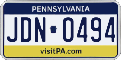 PA license plate JDN0494