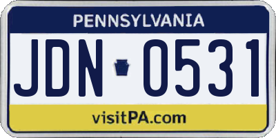 PA license plate JDN0531