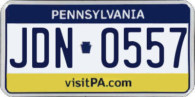 PA license plate JDN0557