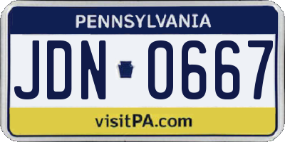 PA license plate JDN0667