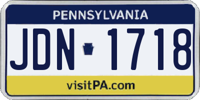 PA license plate JDN1718
