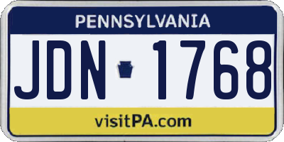 PA license plate JDN1768