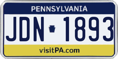 PA license plate JDN1893