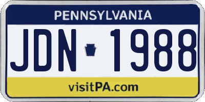 PA license plate JDN1988