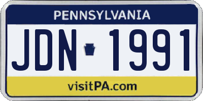 PA license plate JDN1991