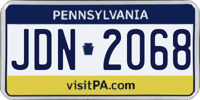 PA license plate JDN2068