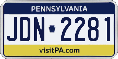 PA license plate JDN2281
