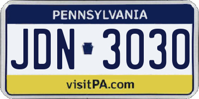 PA license plate JDN3030