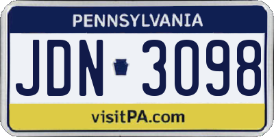 PA license plate JDN3098