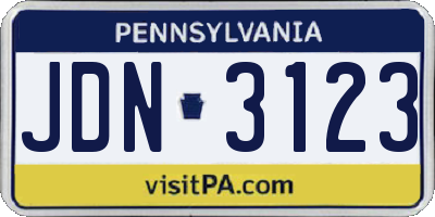 PA license plate JDN3123