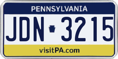 PA license plate JDN3215