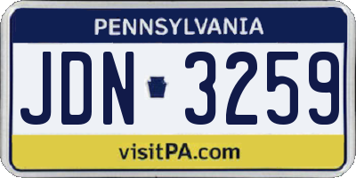 PA license plate JDN3259