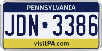 PA license plate JDN3386