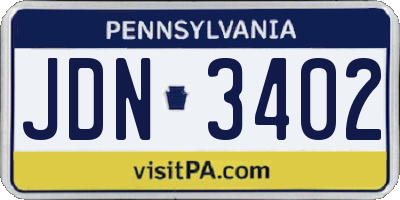 PA license plate JDN3402