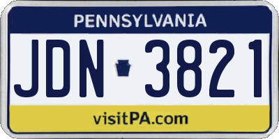 PA license plate JDN3821