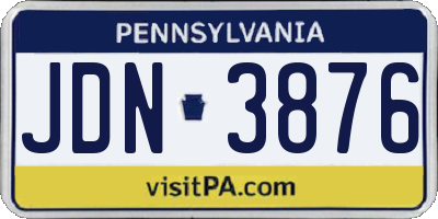 PA license plate JDN3876