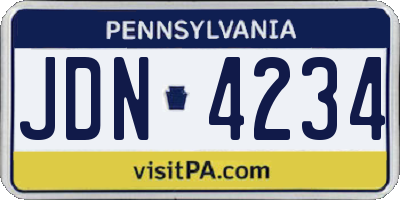 PA license plate JDN4234