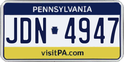 PA license plate JDN4947