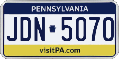 PA license plate JDN5070