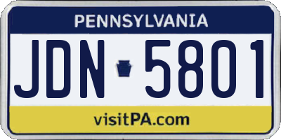 PA license plate JDN5801