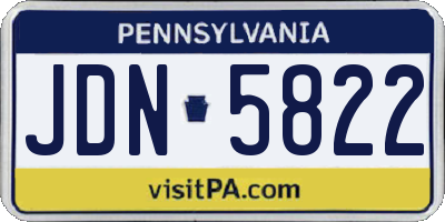PA license plate JDN5822