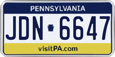 PA license plate JDN6647