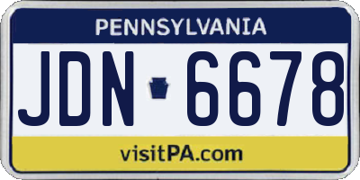 PA license plate JDN6678