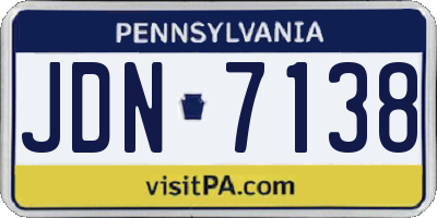 PA license plate JDN7138