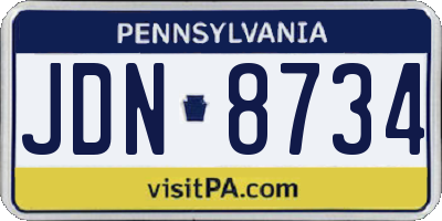 PA license plate JDN8734