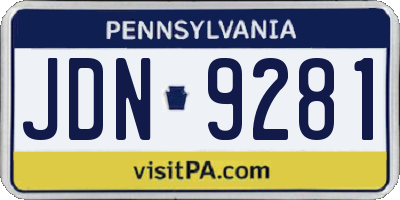 PA license plate JDN9281