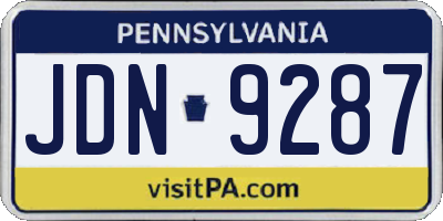 PA license plate JDN9287