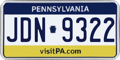 PA license plate JDN9322