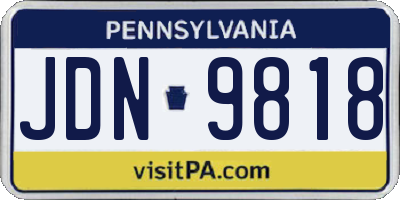PA license plate JDN9818