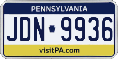 PA license plate JDN9936