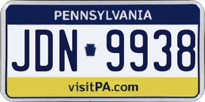 PA license plate JDN9938