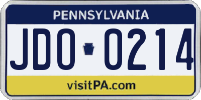 PA license plate JDO0214