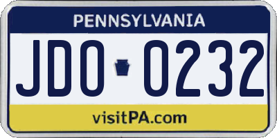 PA license plate JDO0232